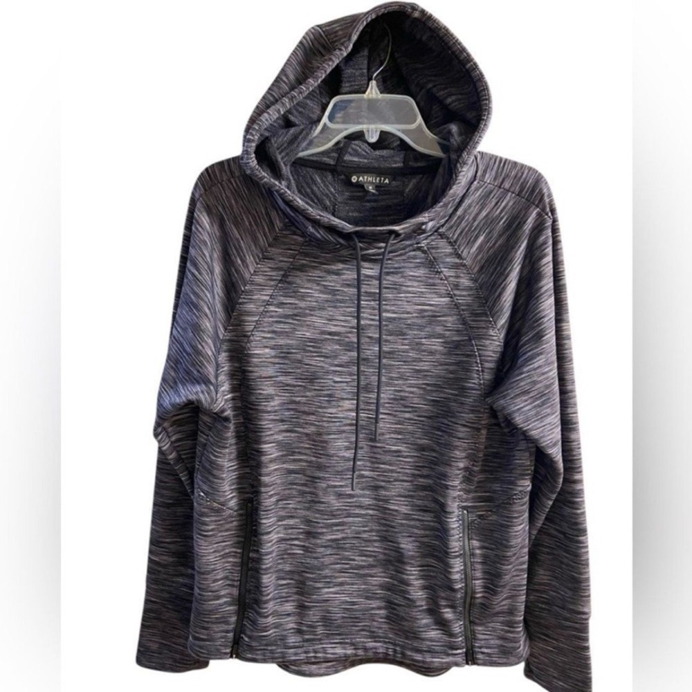 Athleta Charcoal Striped Hoodie Medium